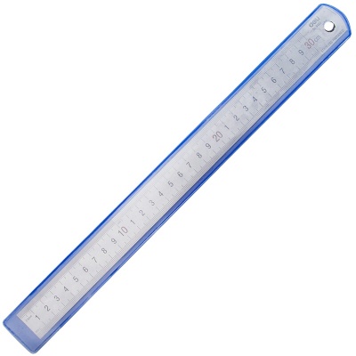 得力(deli)30cm不锈钢直尺 测量绘图刻度尺子 带公式换算表 办公用品  8463