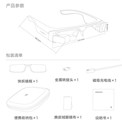 小米（MI）米家眼镜相机头戴式潜望双摄1X-15X混合变焦解放双手秒级急速抓拍高亮度 米家眼镜相机